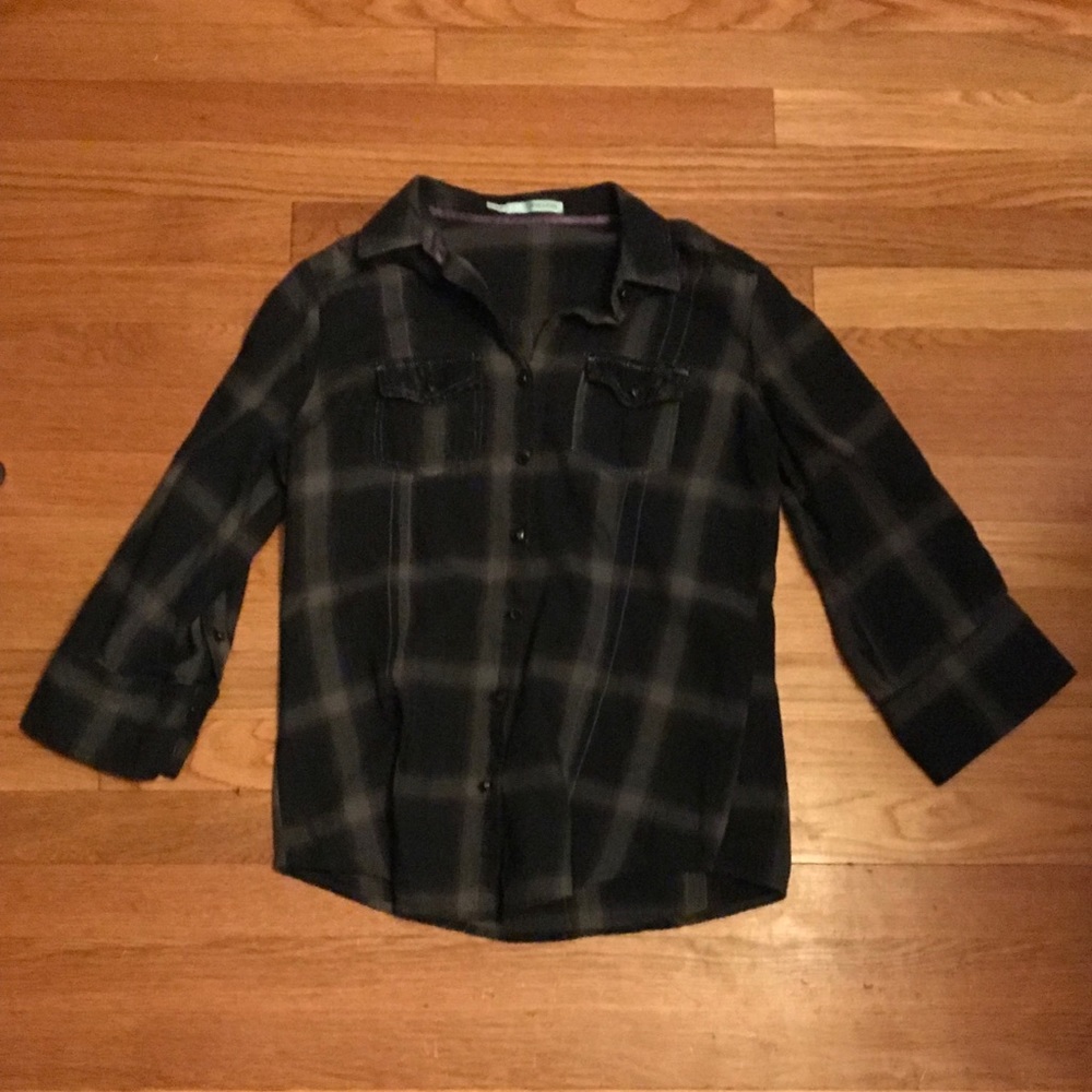 plaid green and dark blue long sleeve